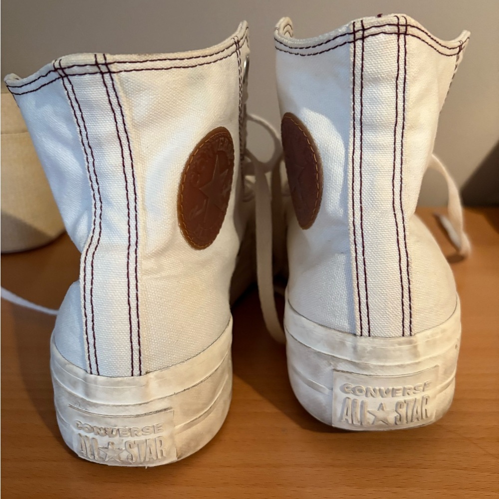 Off White Converse Platform High-Top Sneakers Wit… - image 6